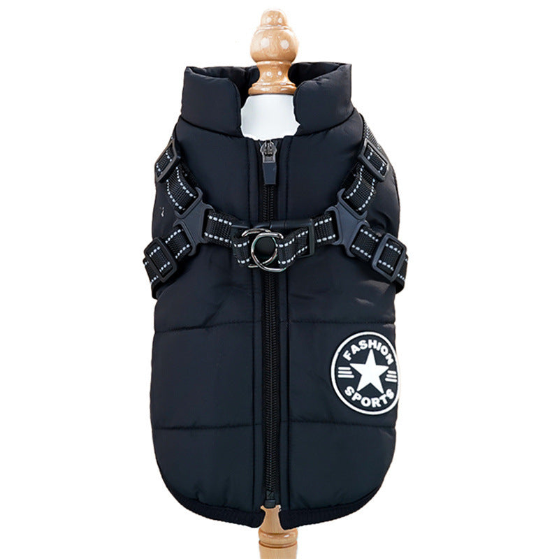 Veste pour chien avec anneaux d’attache pour laisse Maison Câline, coloris noir
