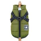 Veste pour chien avec anneaux d’attache pour laisse Maison Câline, coloris vert militaire