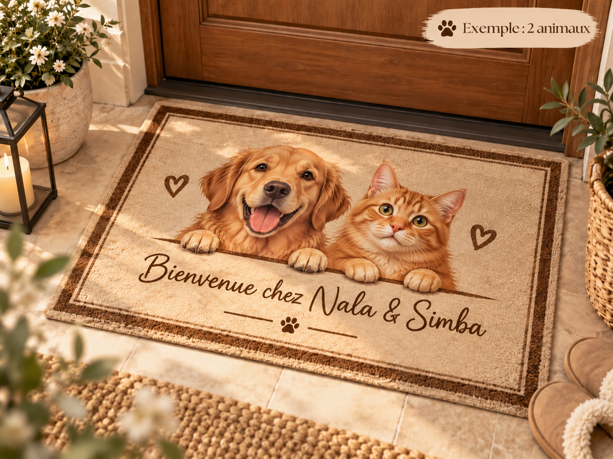 Exemple de tapis personnalisé Maison Câline avec deux animaux