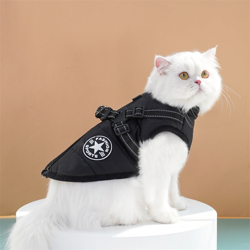 Veste avec anneaux d’attache pour laisse Maison Câline, coloris noir, portée
